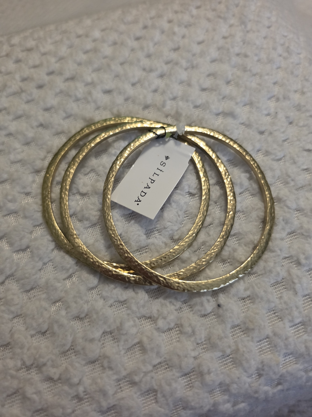 BN Silpada Gold Textured Bangle Bracelet Set - Triple Stack